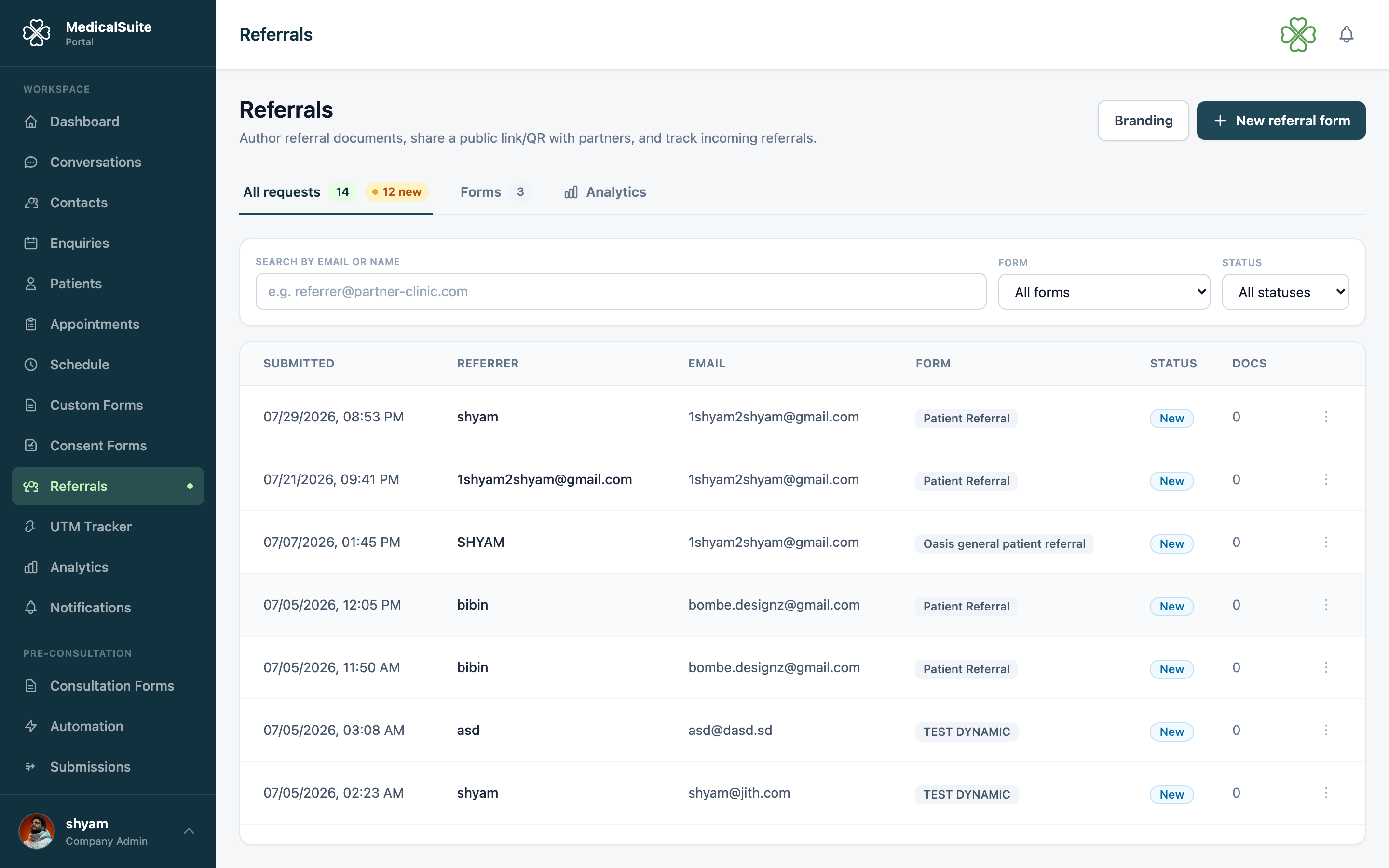 Referral form builder
